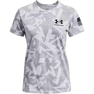 Under Armour UA Freedom Tee Women's L Shirt USA Flag Workout Casual White Top